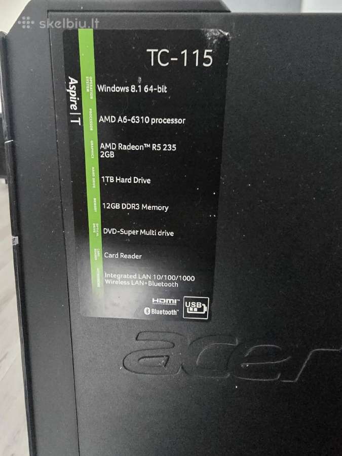 Acer Aspire Tc115 kompiuteris su monitoriumi - nuotraukos Nr. 2