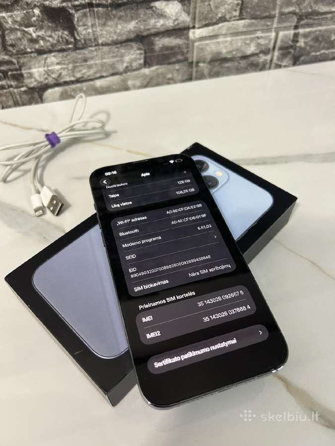 iPhone 13 Pro Max 128gb 79% Light blue - nuotraukos Nr. 9