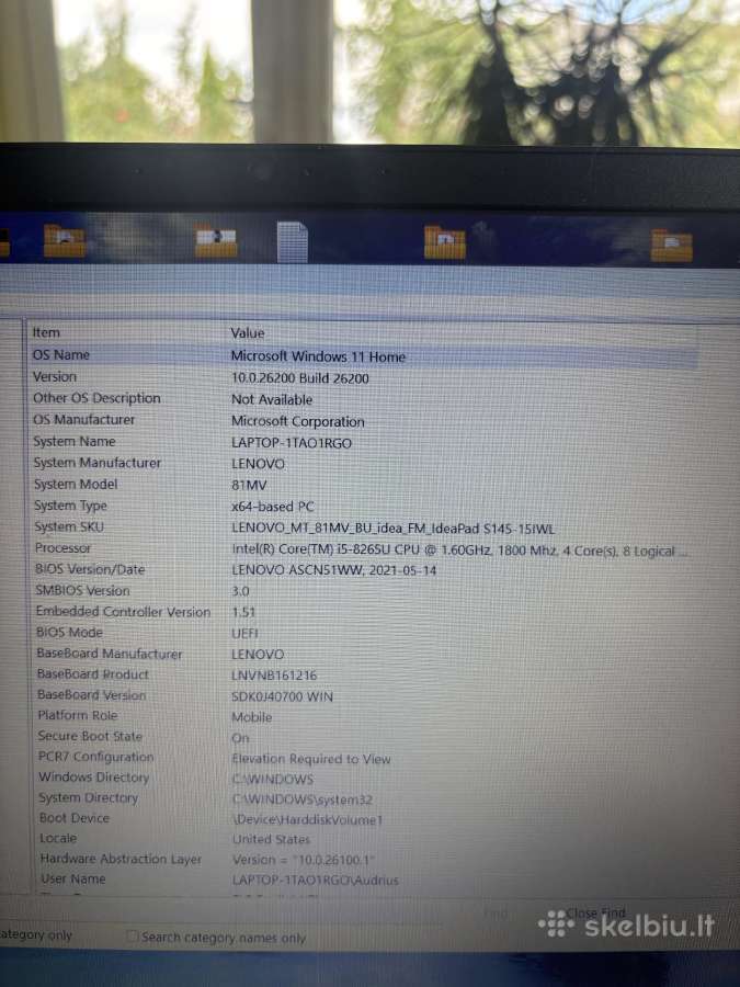 Lenovo S145 i5-8265u 8gb RAM 500gb SSD - nuotraukos Nr. 2