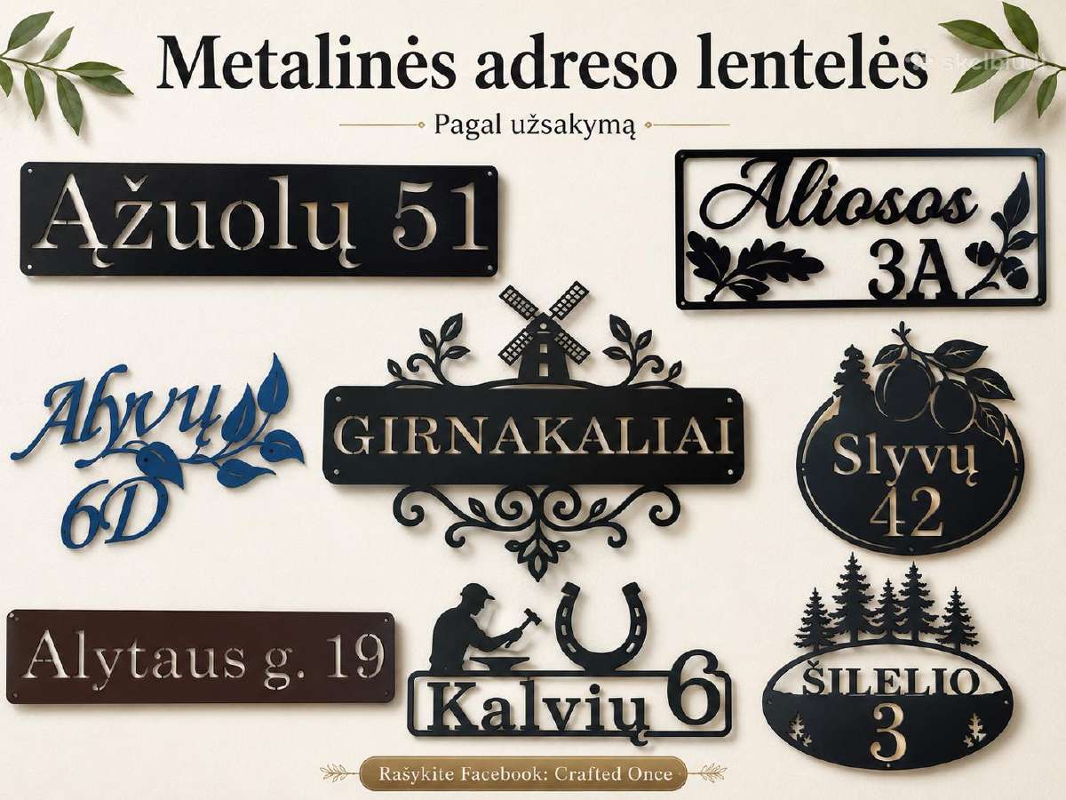 Metalinės adreso lentelės pagal užsakymą - nuotraukos Nr. 2