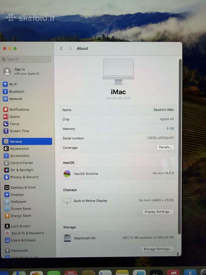 iMac 24 + klaviatūra + pelė 512gb 2021m - nuotraukos Nr. 4