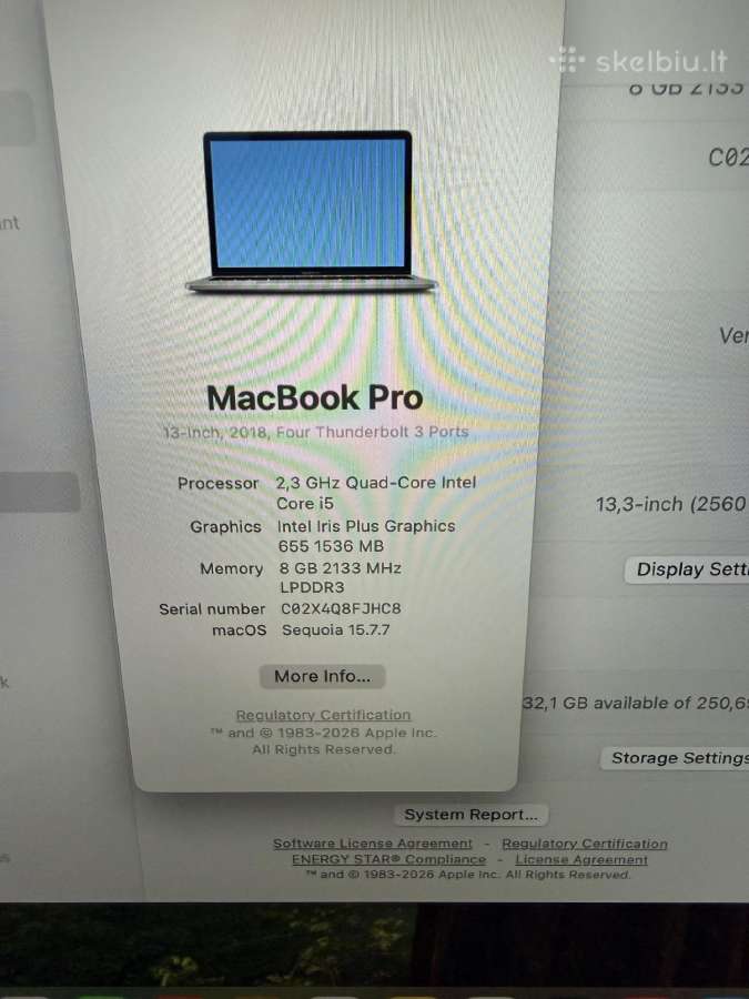 MacBook pro 13, 2018 touchbar - nuotraukos Nr. 3