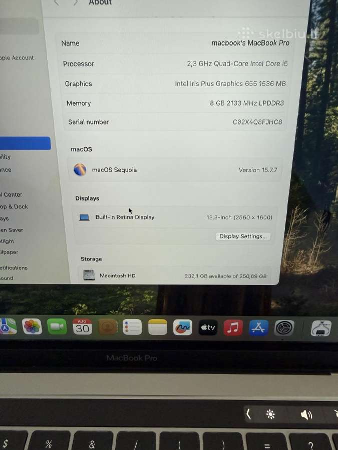 MacBook pro 13, 2018 touchbar - nuotraukos Nr. 5