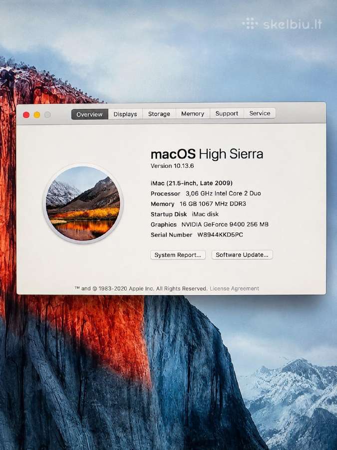 Apple iMac 21.5 A1311, 3.06ghz, 16 GB RAM, 500 GB - nuotraukos Nr. 6