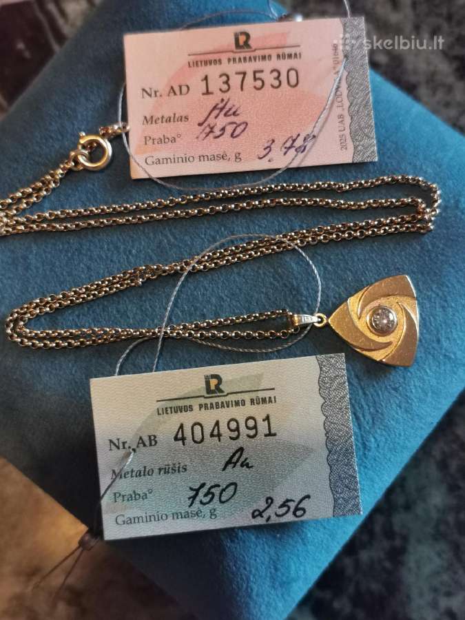 750 sertifikuotas vėrinys su 0,15 ct briliantu - nuotraukos Nr. 2