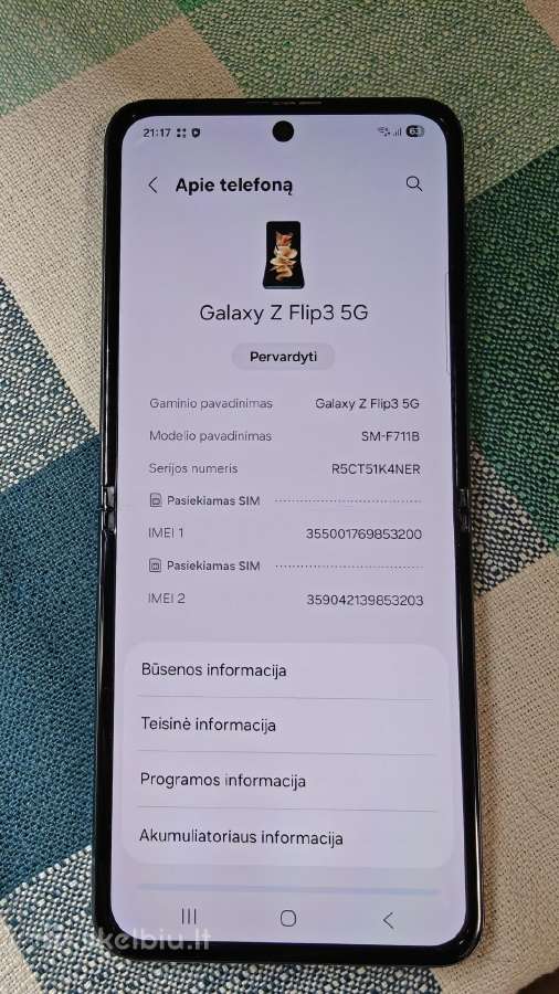 Parduodamas Samsung Galaxy Z Flip3 - nuotraukos Nr. 4
