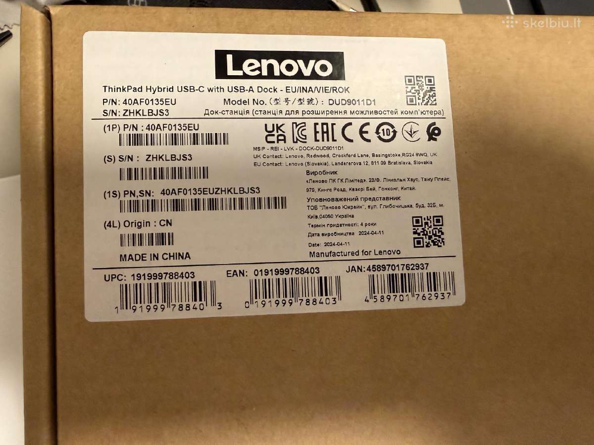 Lenovo Thinkpad Hybrid Usb-c with Usb-a Dock - nuotraukos Nr. 2