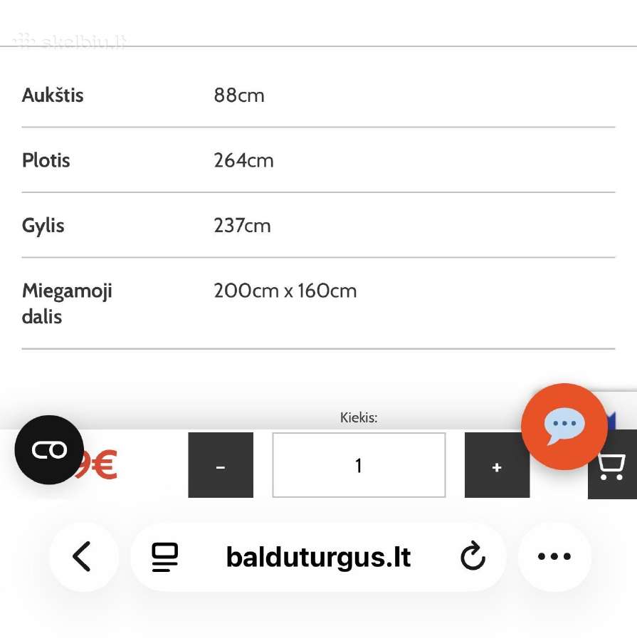 Parduodama lova su čiužiniu 200x160 - nuotraukos Nr. 9