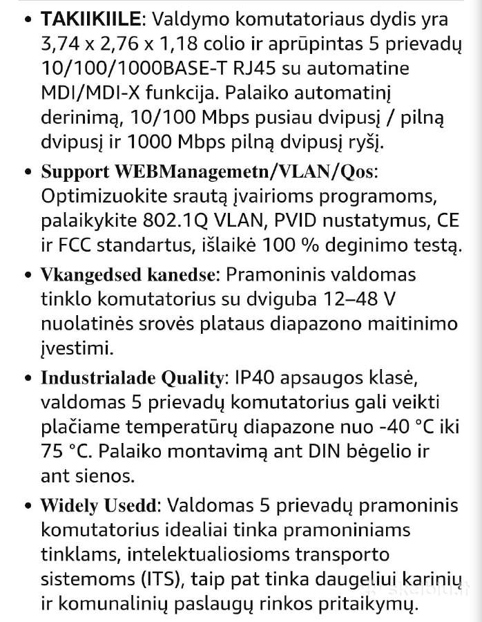 Valdomas 5 prievadų gigabito komutatorius,8 vnt - nuotraukos Nr. 5