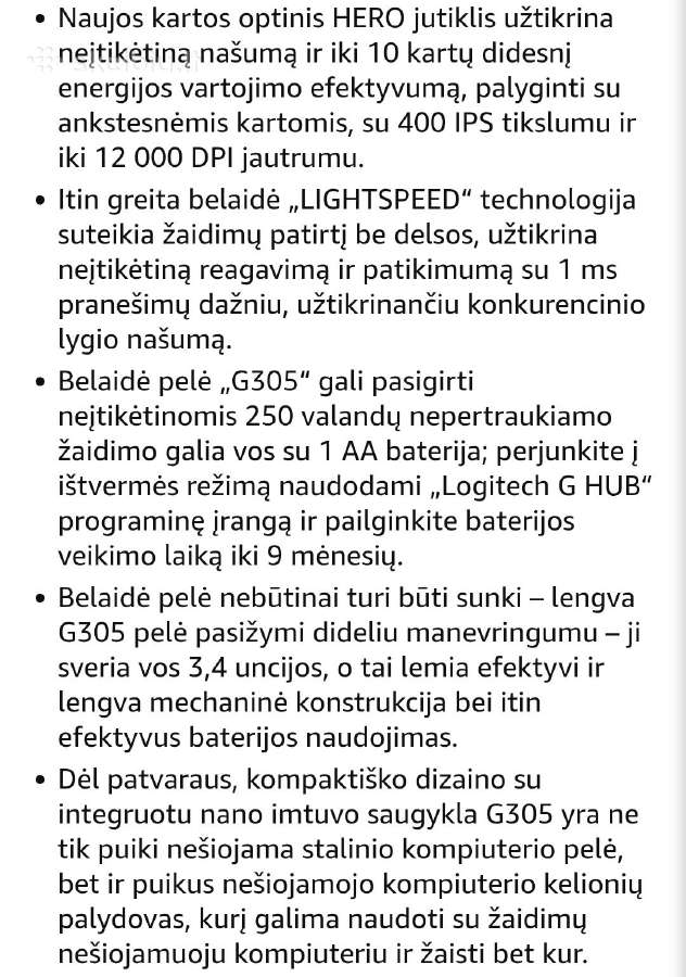Belaidė žaidimų pelė Logitech G305 - nuotraukos Nr. 4