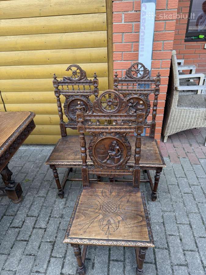 Unikalus XIX a. antikvarinis valgomojo komplektas - nuotraukos Nr. 12