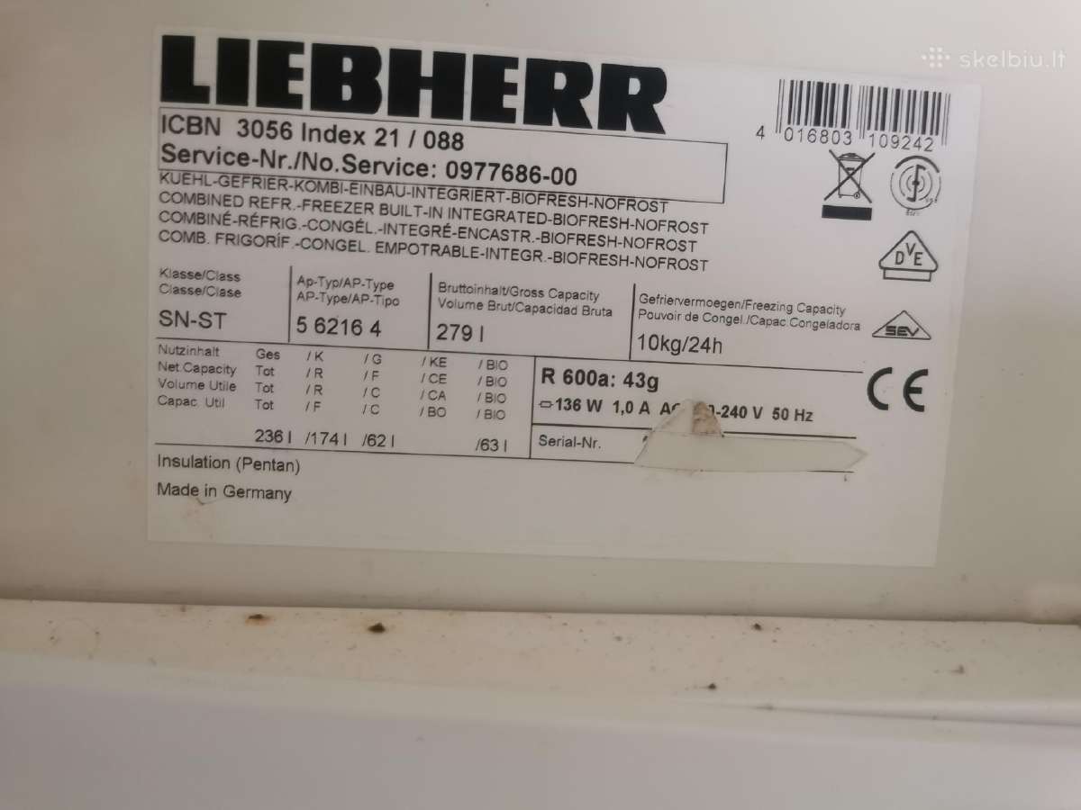 Liebherr integruojamas Nofrost šaldytuvas. - nuotraukos Nr. 4
