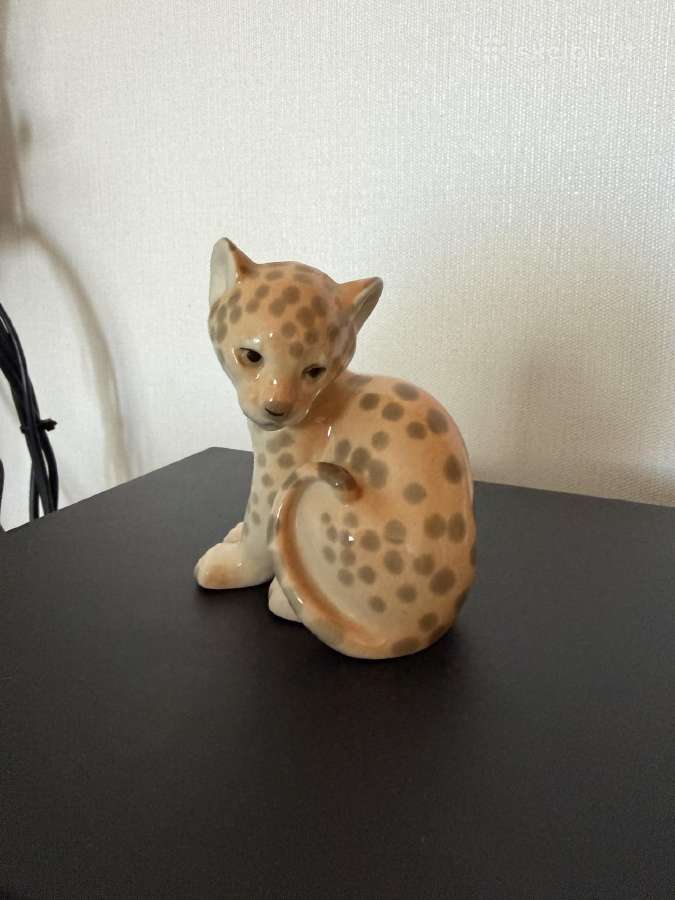 Ssrs laikų porcelianinė leopardo statulėlė. - nuotraukos Nr. 2