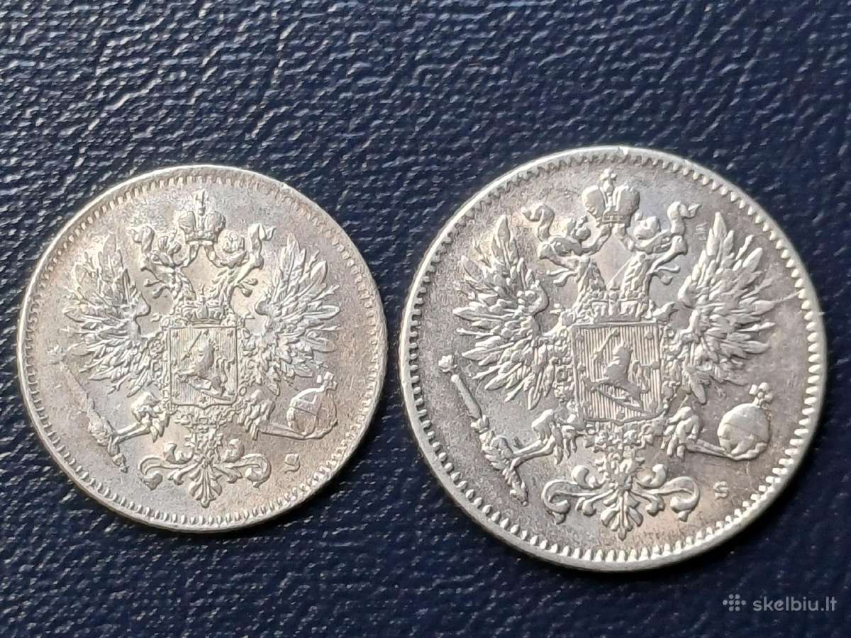 25 ir 50 pennia 1916m. Suomija sidabras - nuotraukos Nr. 2