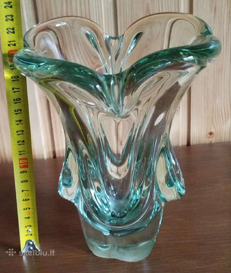 Vintažinė storo stiklo vaza - nuotraukos Nr. 2