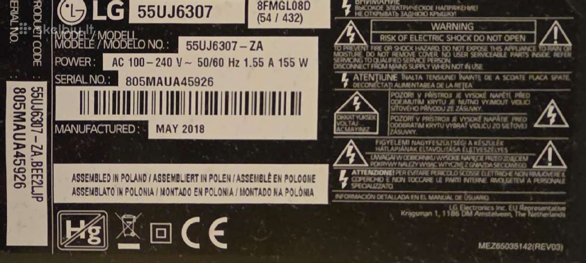 LG 55uj6307 Televizorius - nuotraukos Nr. 6