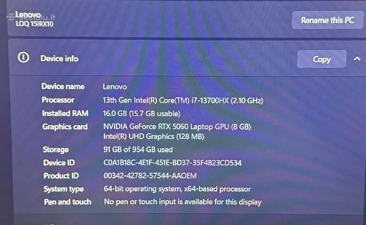 Lenovo Loq 15rx10 - nuotraukos Nr. 6