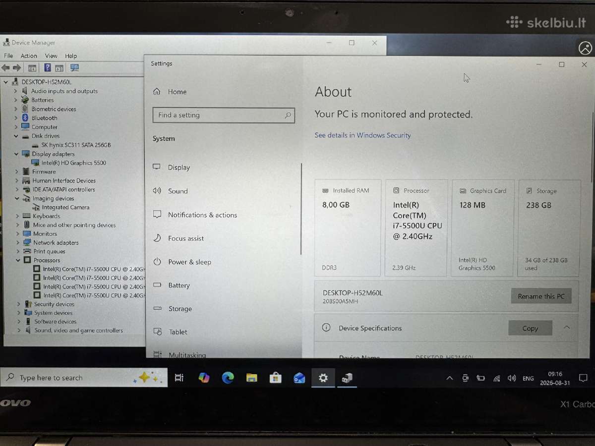 Lenovo Carbon X1 i7-5500u Lieciamas - nuotraukos Nr. 4