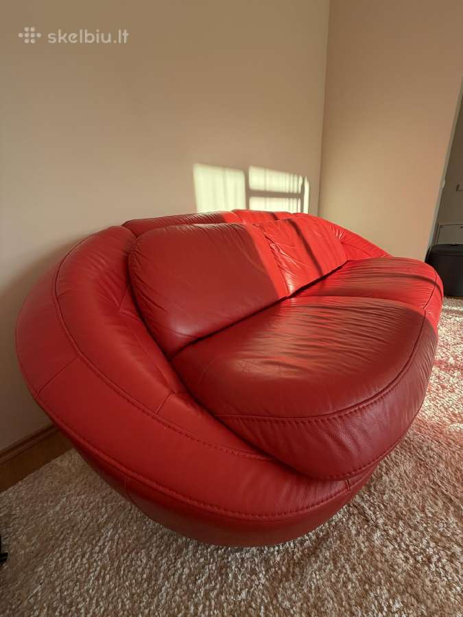 Moderni apvali natūralios odos sofa miegama - nuotraukos Nr. 2