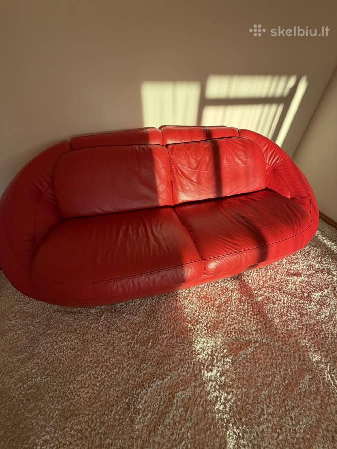 Moderni apvali natūralios odos sofa miegama - nuotraukos Nr. 3