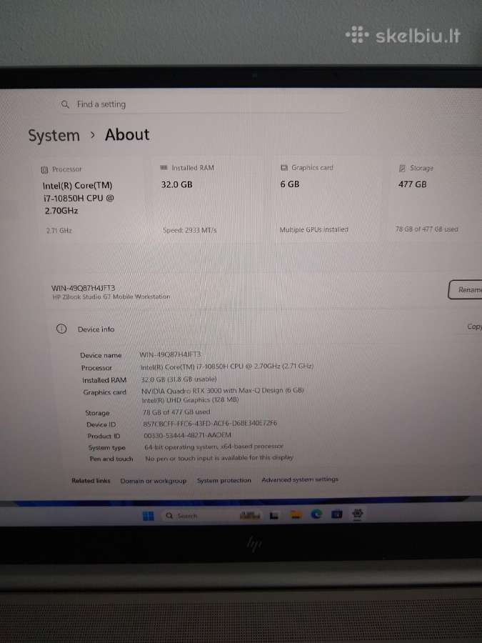 Studio i7-10850h/16/500/rtx3000 - nuotraukos Nr. 4