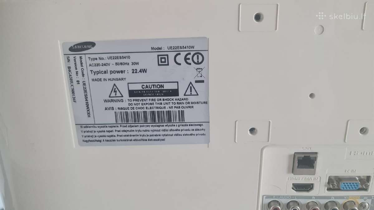 22" televizorius Samsung. Baltos spalvos - nuotraukos Nr. 6
