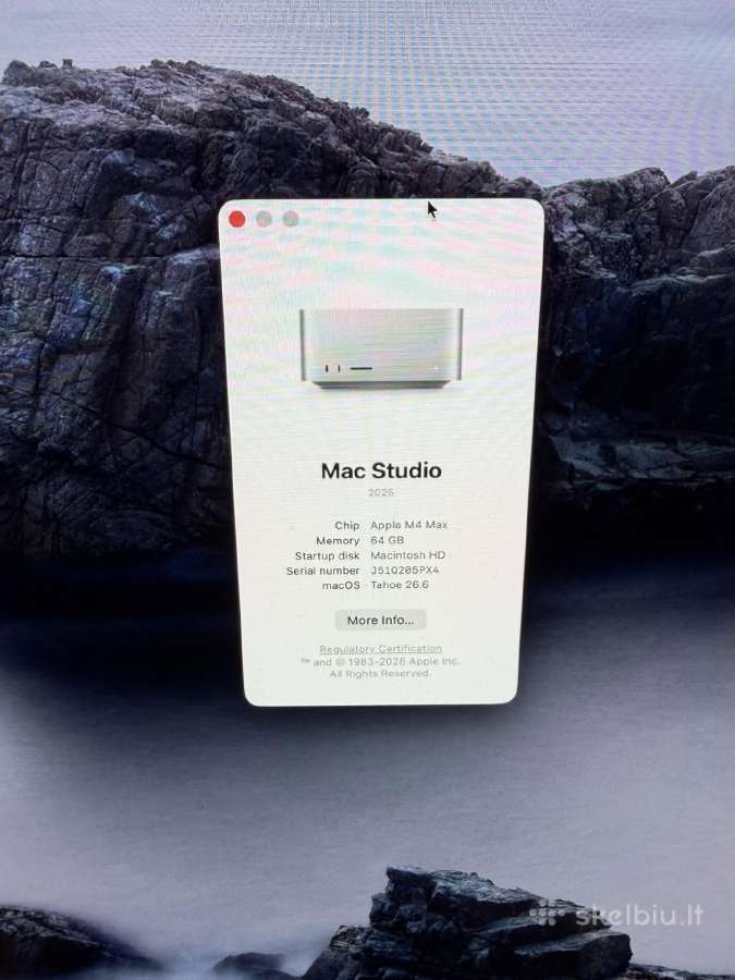 Parduodu Mac Studio M4 Max 16c 64gb RAM 1tb SSD - nuotraukos Nr. 4