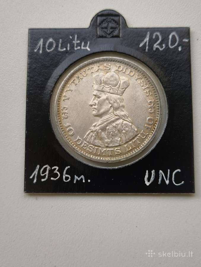 10 Litų 1936 m. Labai Gero Stovio. Unc - Neplauta - nuotraukos Nr. 2