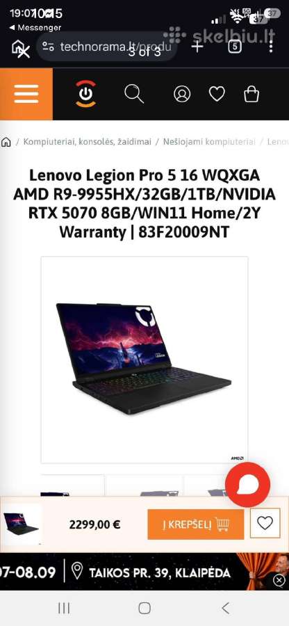 Lenovo Legion pro5 rtx5070 - nuotraukos Nr. 2