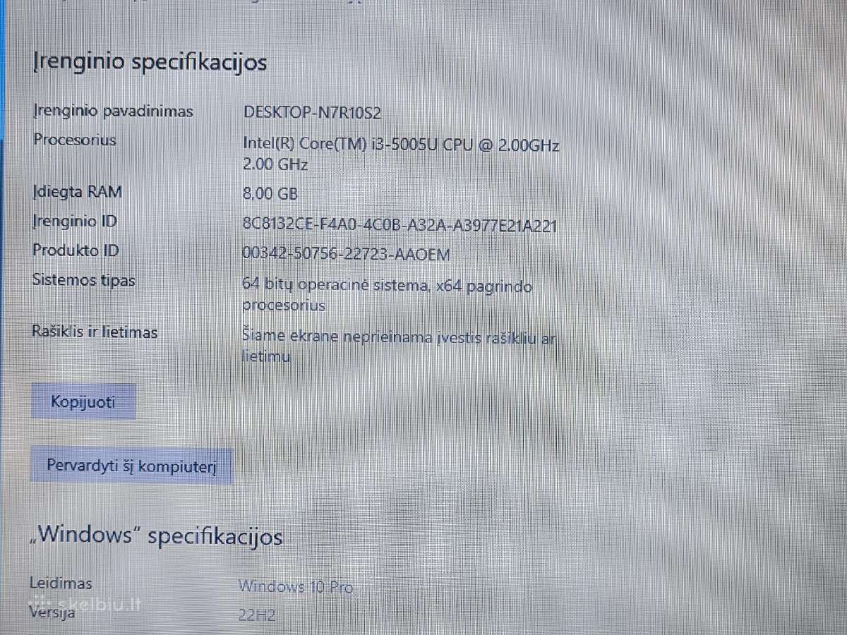 Lenovo ideapad 100 / i3-5005u - nuotraukos Nr. 5