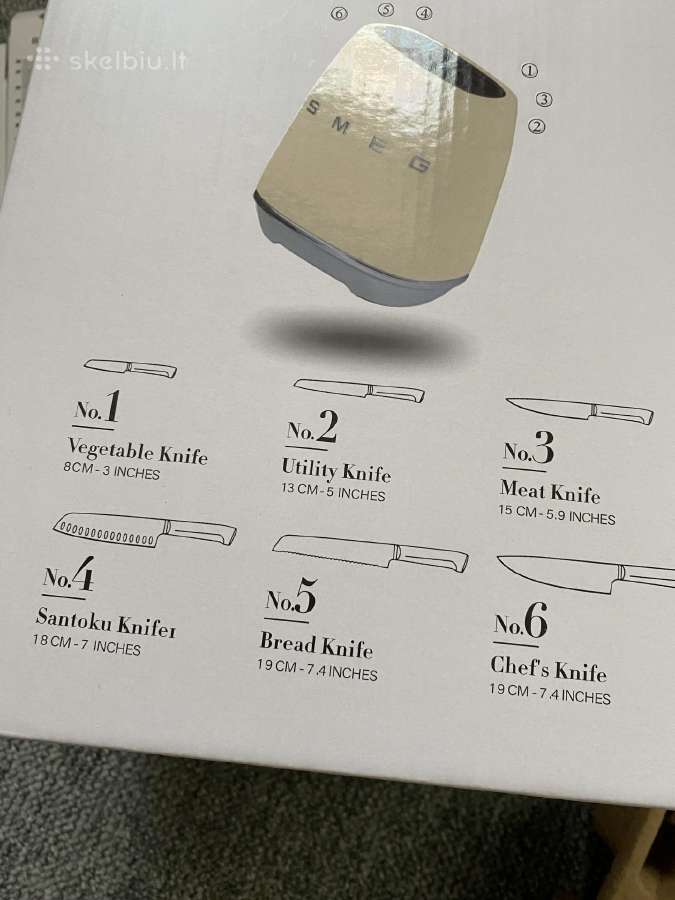 Naujas Smeg peilių blokas, 6 peiliai - nuotraukos Nr. 6