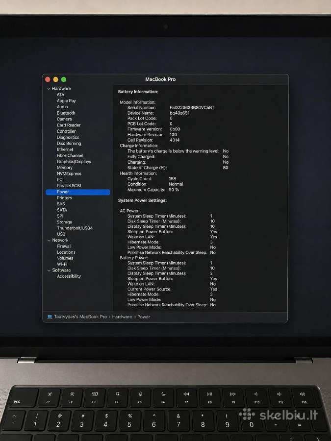 Apple MacBook Pro 16 M1 Pro 16gb / 512gb 90% - nuotraukos Nr. 5
