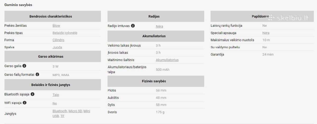 Nešiojama kolonėlė Blow Bt-60 Black (Juodas) - nuotraukos Nr. 10