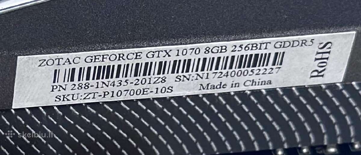 Zotac Geforce Gtx 1070 8gb Amp Edition - nuotraukos Nr. 2