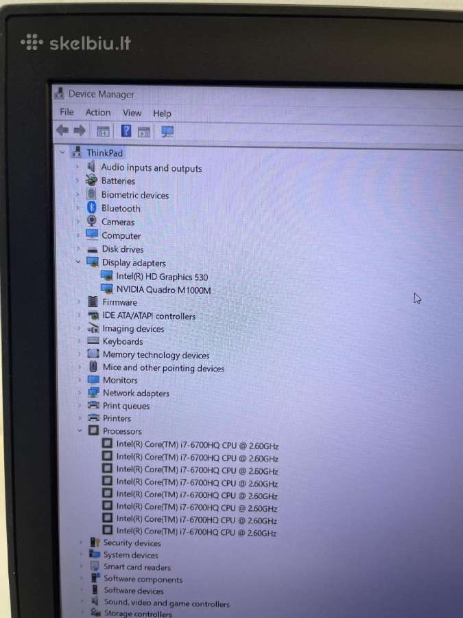 Lenovo Thinkpad P50 i7-6700hq 512ssd 32ram M1000m - nuotraukos Nr. 8