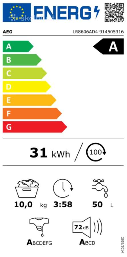 Aeg 8000 Powercare Autodose 10kg 1600 aps./min. - nuotraukos Nr. 18