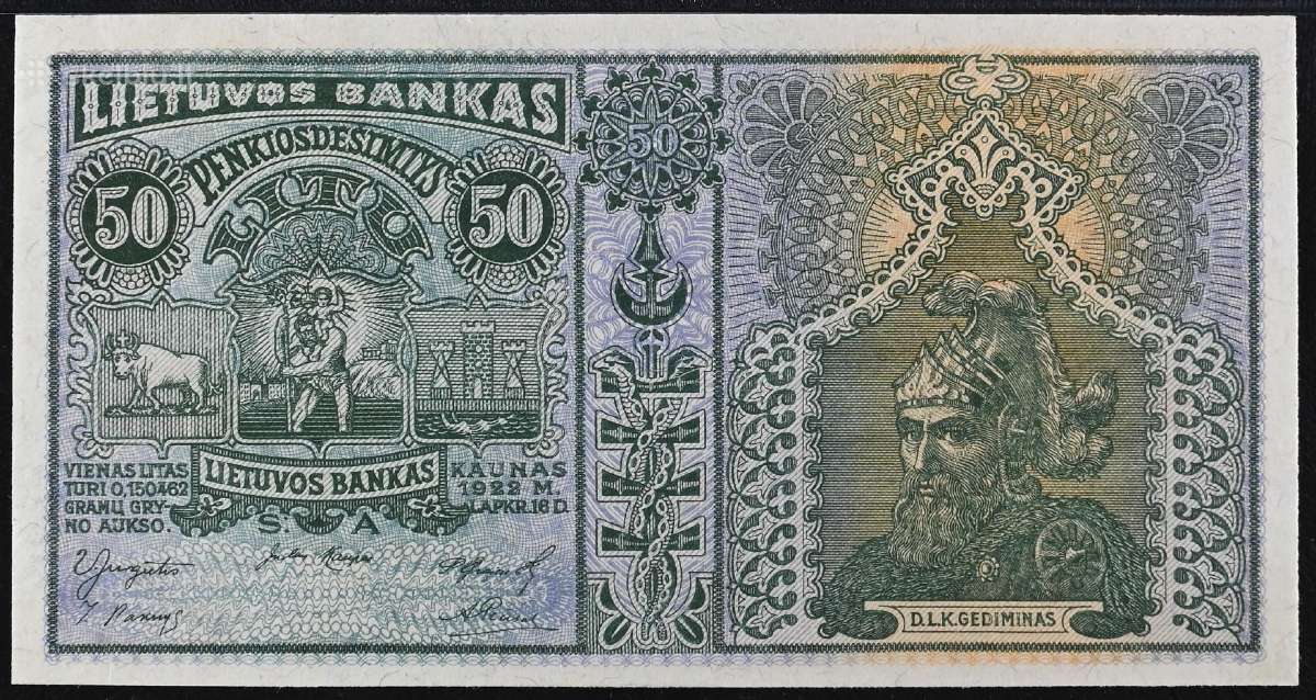 1922 m. 50 lt unc - nuotraukos Nr. 2