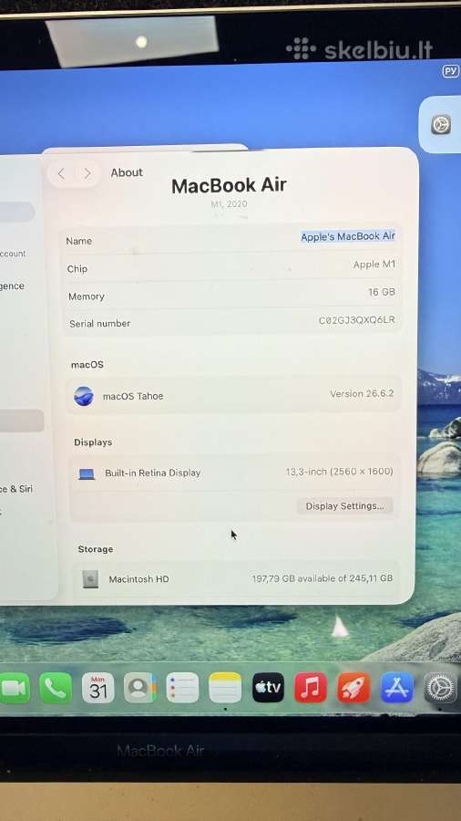 Apple MacBook Air 13.3 M1 A2337 su garantija - nuotraukos Nr. 4