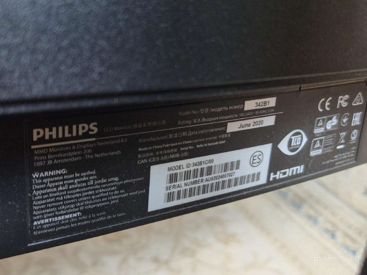 Philips 342b1c 34" lenktas Ultrawide monitorius - nuotraukos Nr. 2