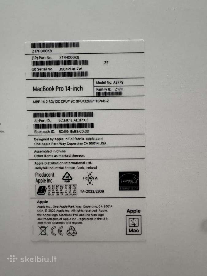 MacBook Pro M2 Pro 14" / 32gb / 1tb / 19c Gpu - nuotraukos Nr. 7