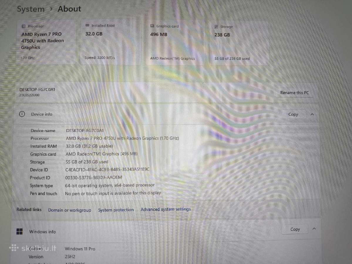 Thinkpad T14s Fhd Ips Ryzen 7 4750u 32gb 256gb 6% - nuotraukos Nr. 4