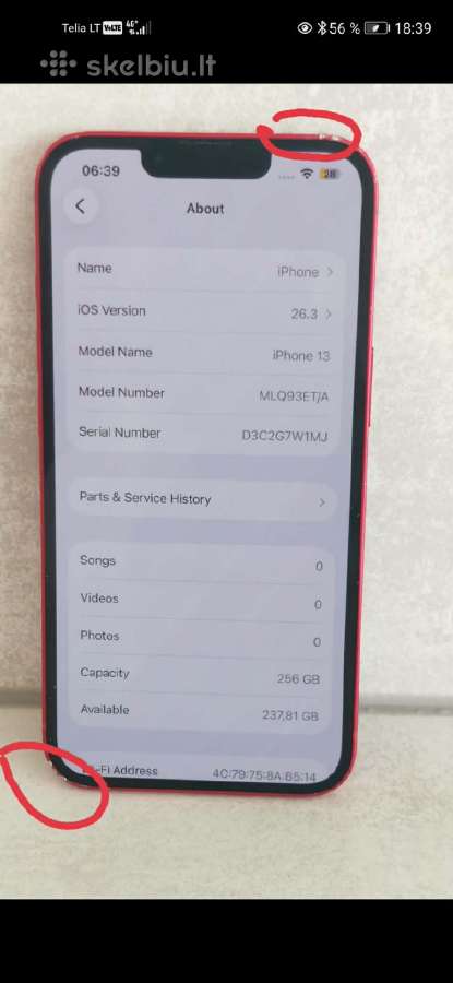 iPhone 13 Red 256 GB - nuotraukos Nr. 3