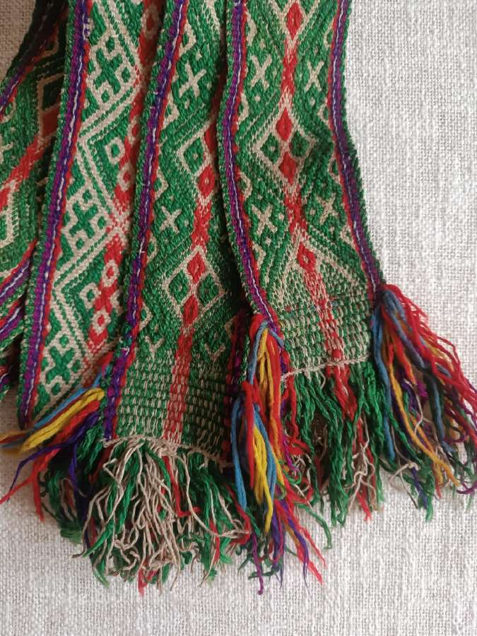 Senovinė rankų darbo tautinė juosta su vilna - nuotraukos Nr. 8