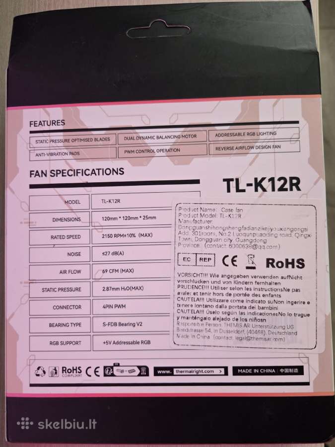 Thermalright Tl-k12r Argb ventiliatorius - nuotraukos Nr. 2