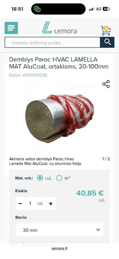 Demblys Paroc lamella mat 50 alucoat - nuotraukos Nr. 6