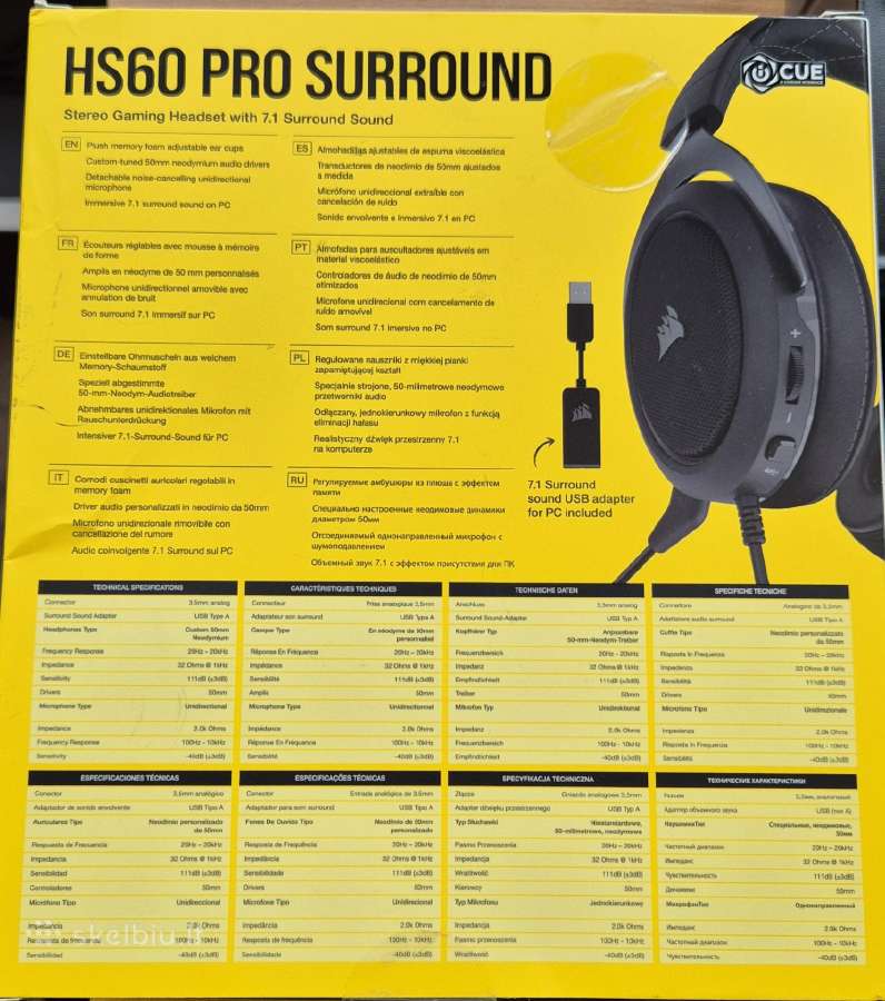 Ausinės Corsair Hs60 Pro Surround 7.1 - nuotraukos Nr. 6
