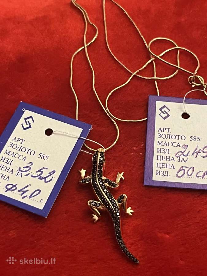 Prabangus auksinis pakabukas Black Salamandra - nuotraukos Nr. 2