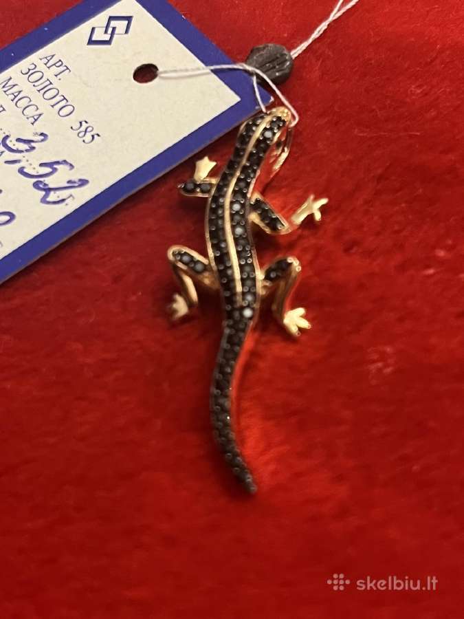 Prabangus auksinis pakabukas Black Salamandra - nuotraukos Nr. 5