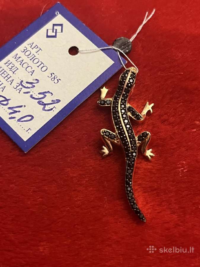 Prabangus auksinis pakabukas Black Salamandra - nuotraukos Nr. 6