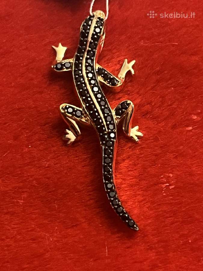 Prabangus auksinis pakabukas Black Salamandra - nuotraukos Nr. 7